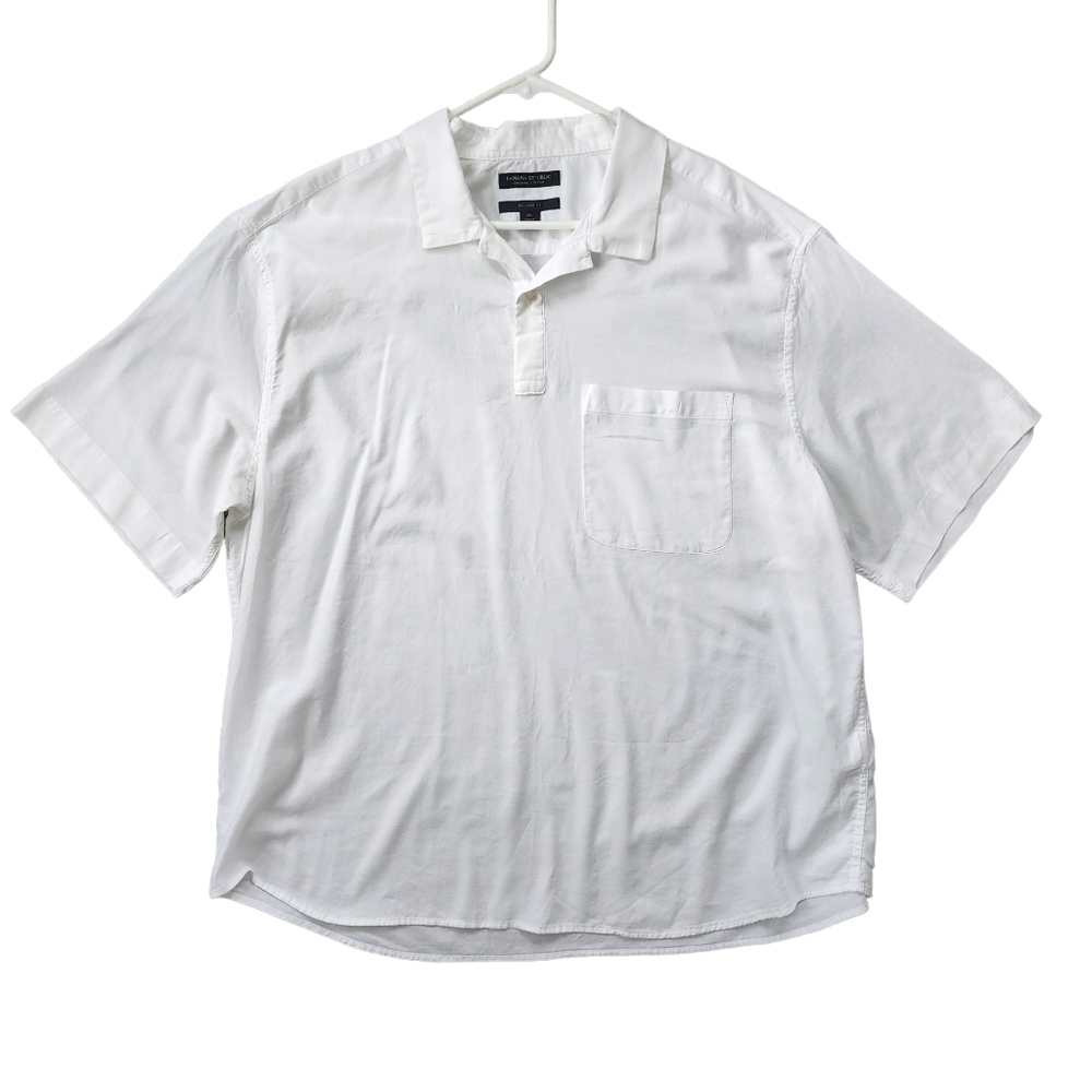 BANANA Republic White Organic Cotton Relaxed Fit Top Johnny Collar - Picture 2 of 9